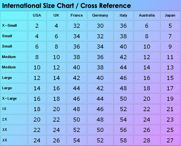 Clothing size conversion chart european to us suit